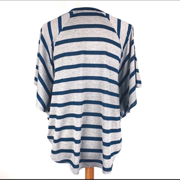 Oversized Pullover V Neck Striped Hi/Low Boxy Tee Small - Picture 4 of 8